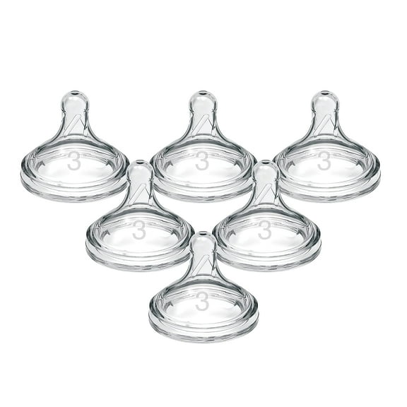 Dr. Brown's Natural Flow Level 3 Wide-Neck Baby Bottle Nipple, 100% Silicone, Medium-Fast Flow, 6 Pack