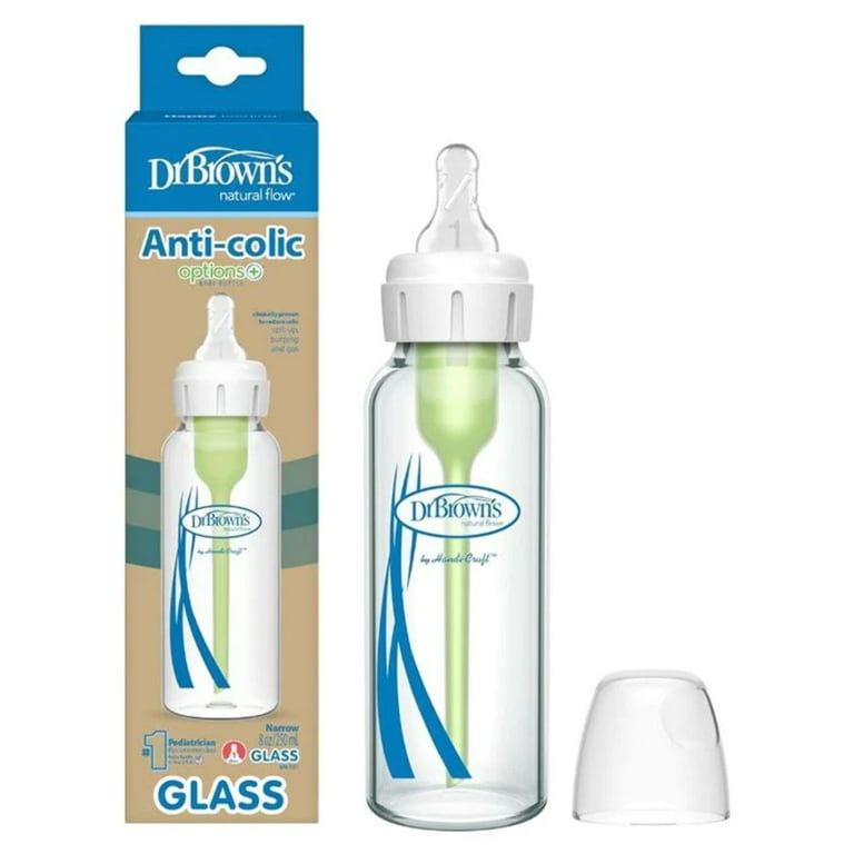 Dr. Brown s Natural Flow Options Narrow Glass Baby Bottle Clear Single 8 Oz 1 Pack 8oz Glass Bottle