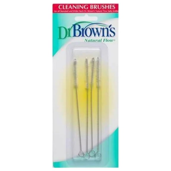 Dr. Brown's Natural Flow Reusable Baby Bottle Vent System and Reservoir Cleaning Bristle Brush, 4 Pack