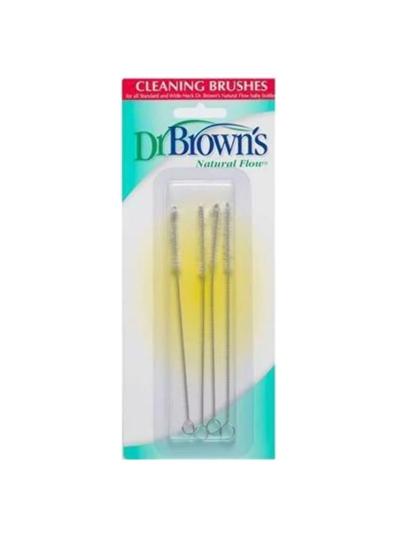 Dr. Brown's Natural Flow Reusable Baby Bottle Vent System and Reservoir Cleaning Bristle Brush, 4 Pack