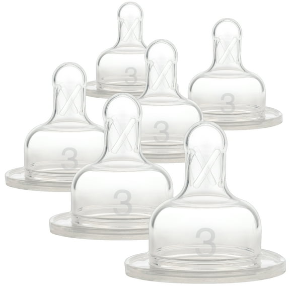 Dr. Brown's Natural Flow Wide-Neck Baby Bottle Nipple - Level 3, Medium-Fast Flow - 6-Pack - 6m+