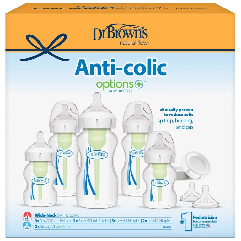 Dr. Brown's Anti-Colic Options+ Wide-Neck Baby Bottle Feeding Set