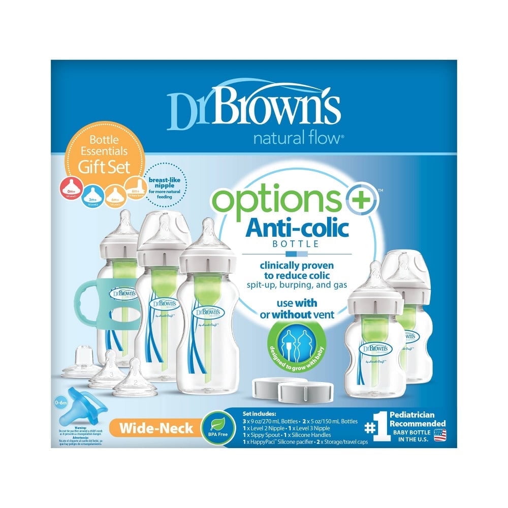 Dr. Brown's Options+ Wide-Neck Anti-Colic Baby Bottle Gift Set - 0-6 Months