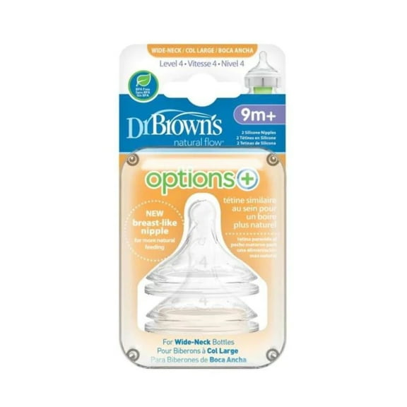 Dr. Brown's Options+ Wide-Neck Baby Bottle Nipple, Level Four