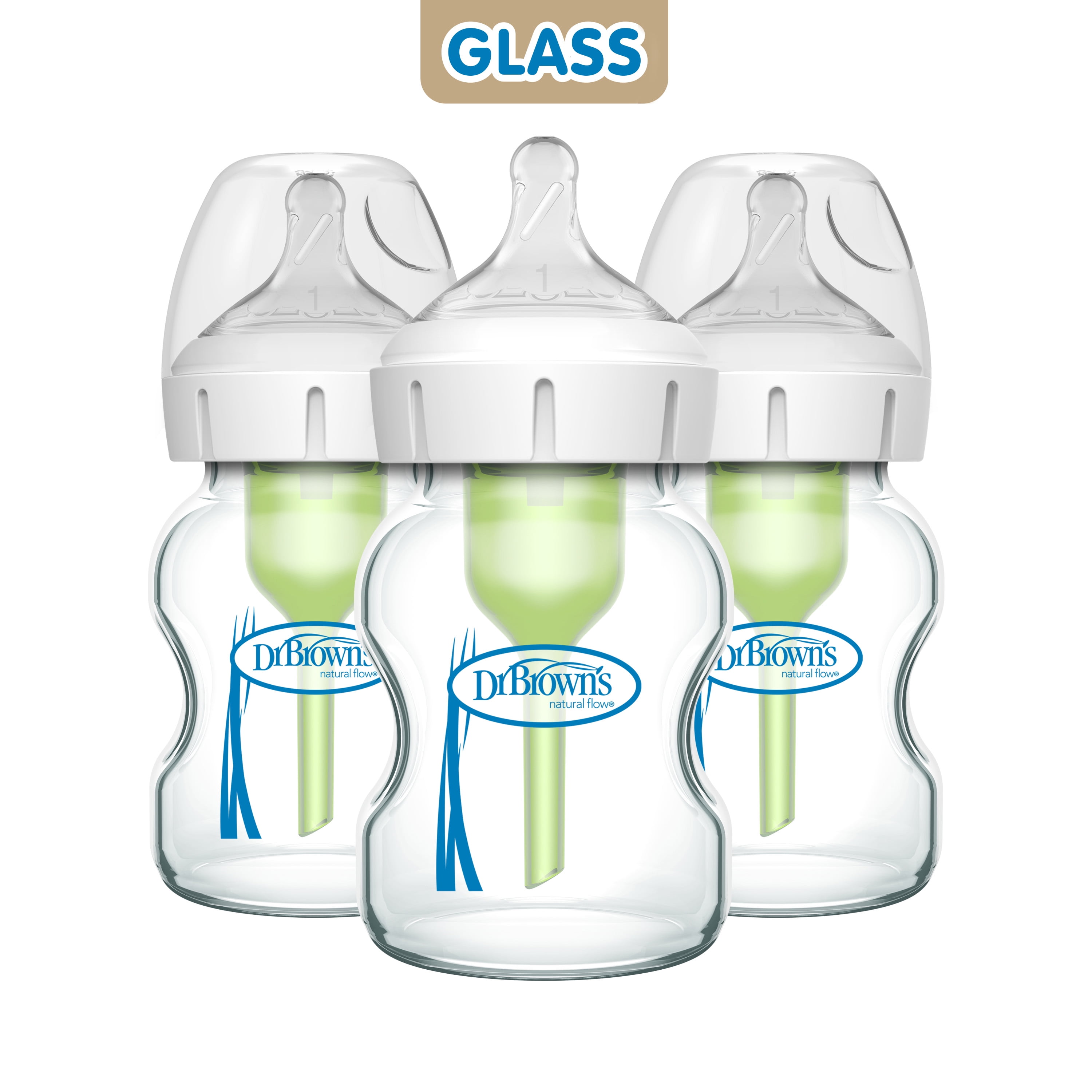 その他 Set of 5 bottles Dr. Brown's, Baby Bottle, 5oz, Wide-Neck Glass Durable Anti-Colic