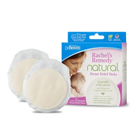 Dr. Brown's Rachel's Remedy Natural Breast Relief Packs for Breastfeeding & Nipple Pain, Mastitis & Clogged Duct Treatment, Increase Milk Supply, 2 Count