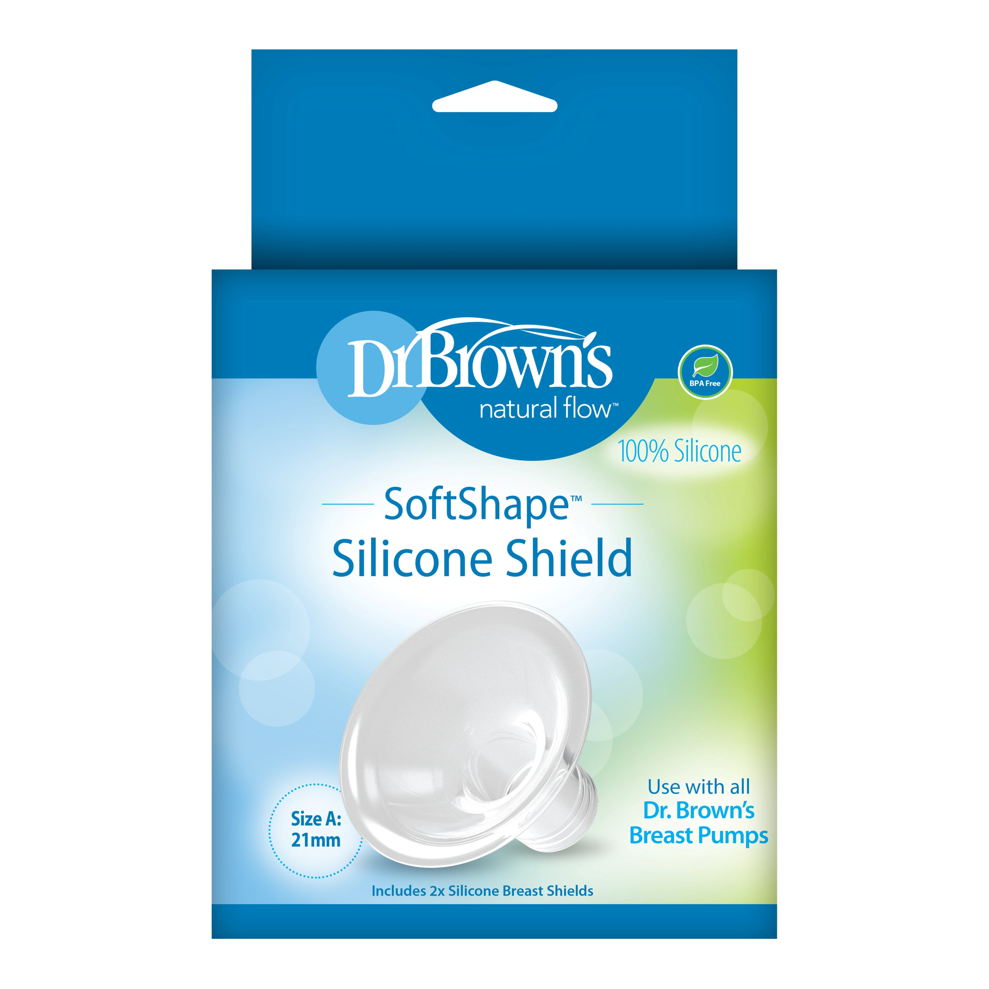 Dr. Brown's Softshape Silicone Shields, Flanges for Manual/Electric Breast Pumps, Size A (21mm), 2-Pack