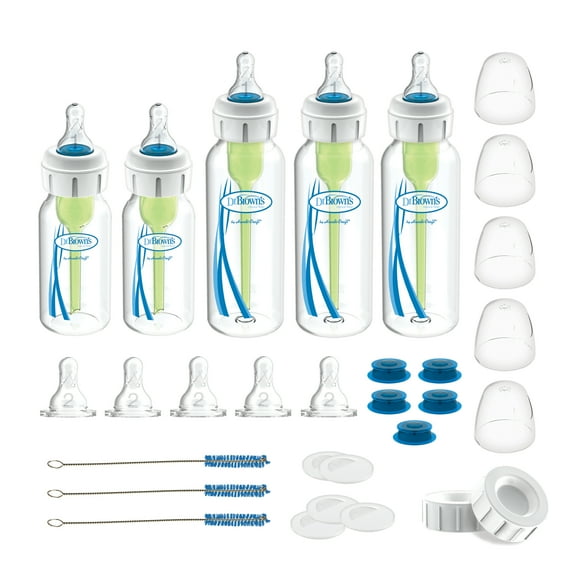 Dr. Brown's Specialty Feeding System Starter Kit, Narrow Baby Bottles Infant-Paced Feeding, Gift Set