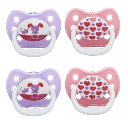 Dr. Brown's Stage 1 PreVent Unique Pacifier, Pink, 4 Ct