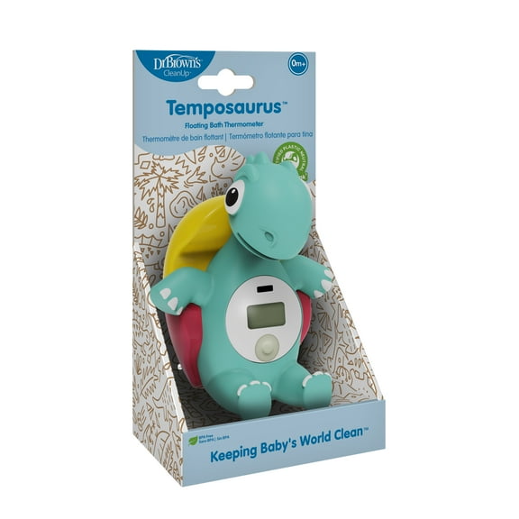Dr. Brown's Clean Up Floating Baby Bath Thermometer, Green Dinosaur, BPA-Free, 0 months +, 1-Pack