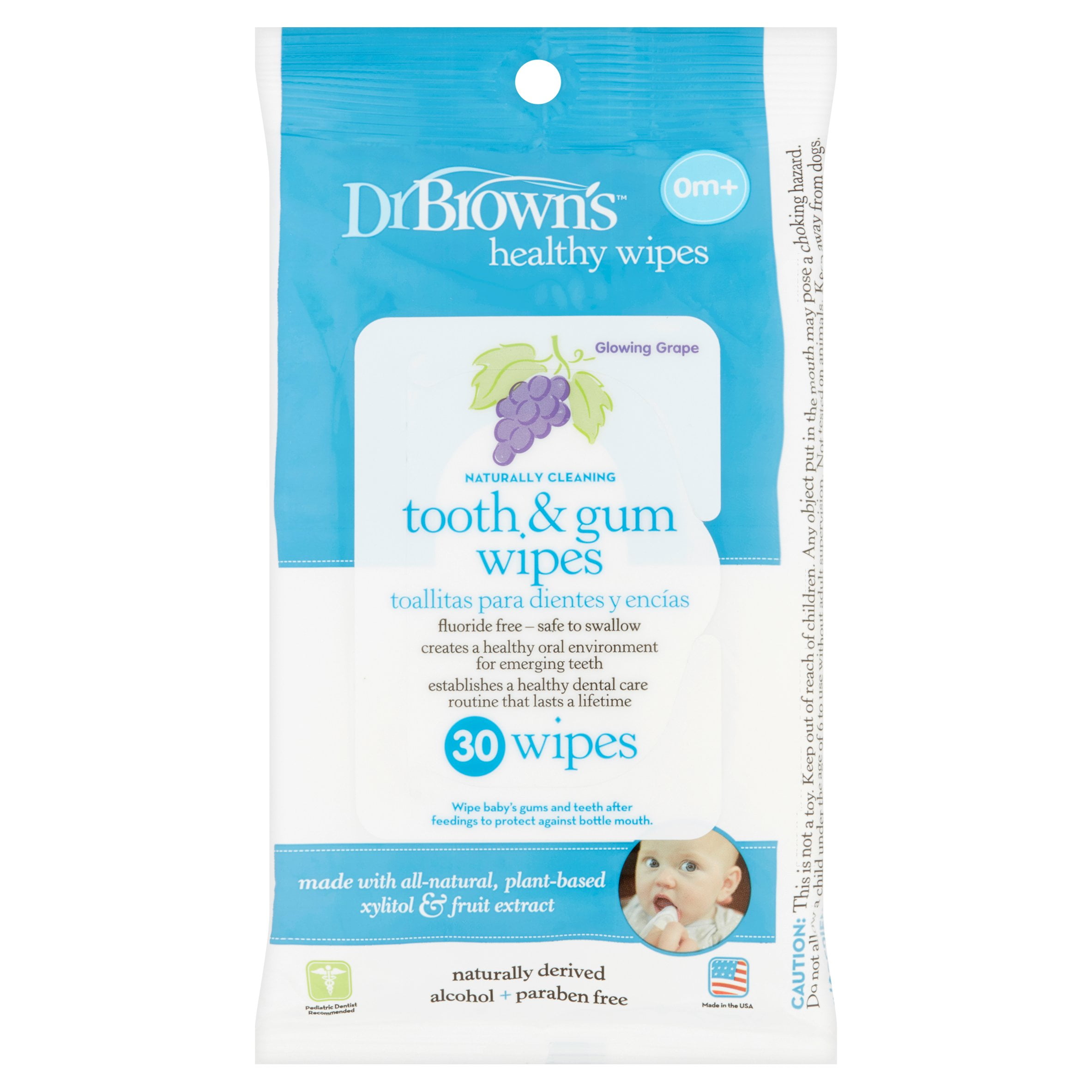 Dr. Brown's Tooth & Gum Healthy Wipes, Naturally Cleaning Oral Care for Babies, 30 Count Tooth & Gum Wipes, 3 Pack