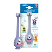 Dr. Browns ToothScrubber Toothbrush, 3-Sided, Color Changing Bristles, Suction Base, Purple, 1-4Y