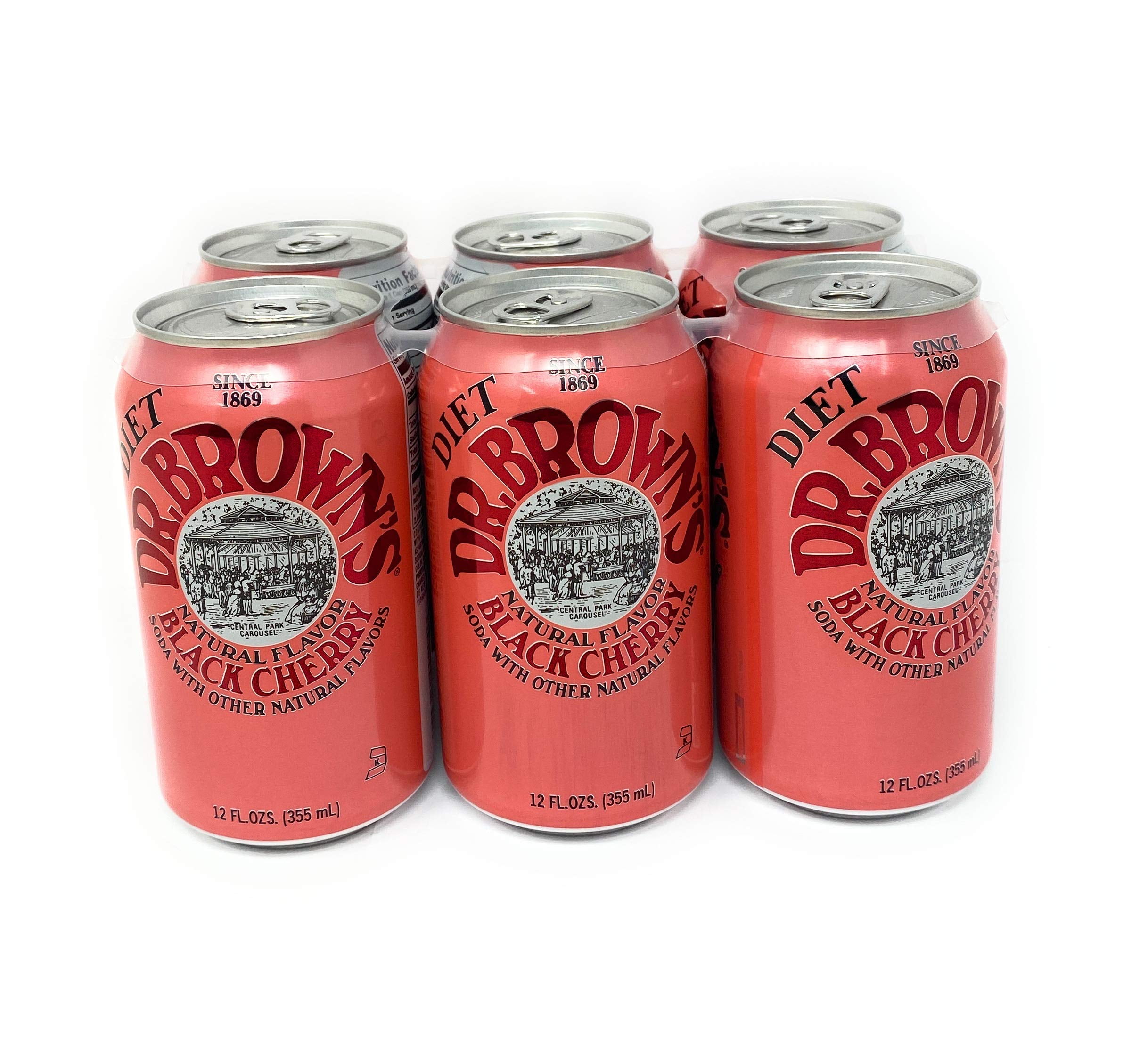 Dr. Browns Black Diet Cherry Soda 12Oz (355Ml)., 6 Pack