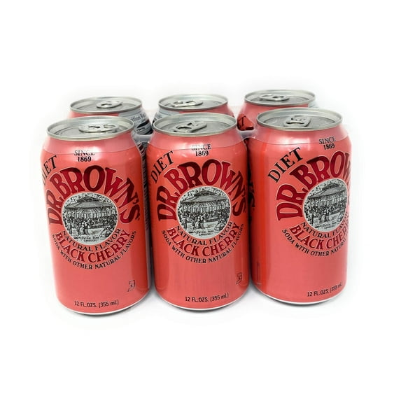 Dr. Browns Black Diet Cherry Soda 12Oz (355Ml)., 6 Pack