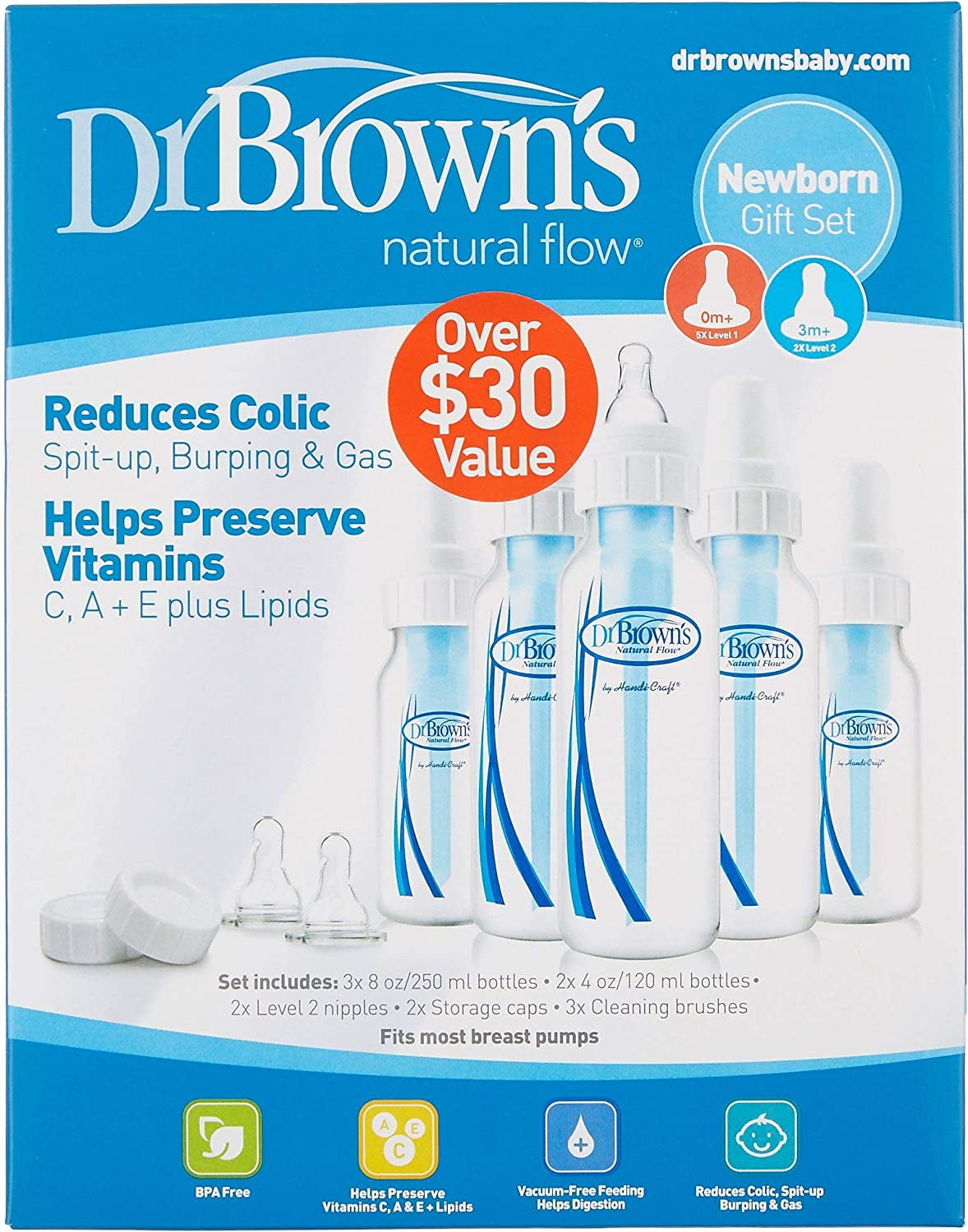 Dr Browns Standard Newborn Feeding Set 5 Bottles