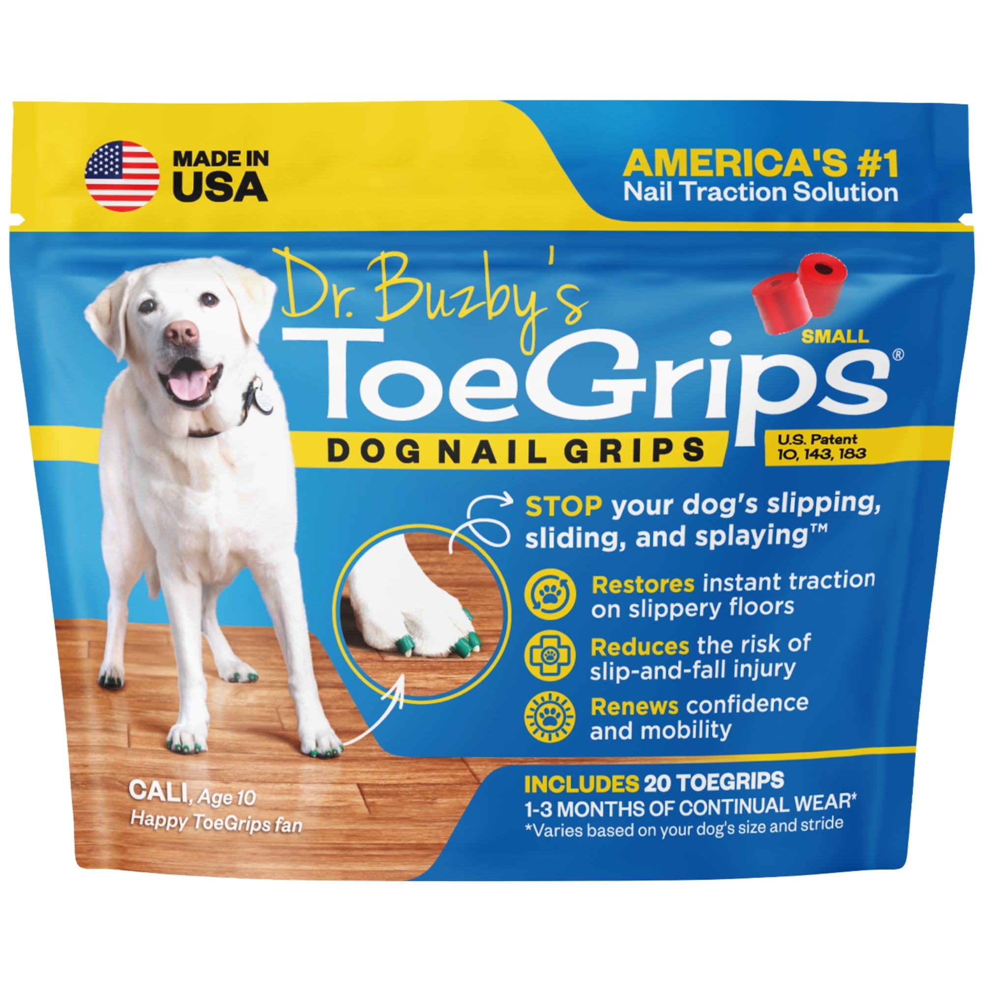 Dr Buzby's Small ToeGrips for Dogs - Instant Traction on Wood/Hardwood Floors -1 Pack (20 Grips)