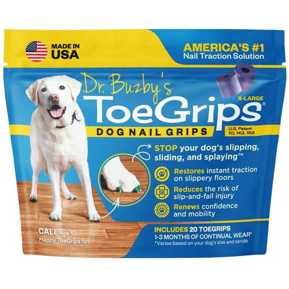 Dr Buzby's ToeGrips for Dogs - XLarge - Instant Traction on Wood/Hardwood Floors -1 Pack (20 Grips)