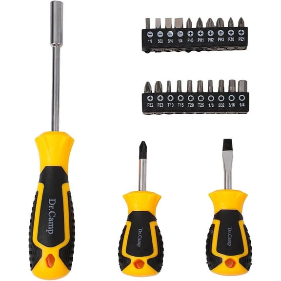 Dr.Camp 23-Piece Screwdriver Set with Bit Holder, S2 Bits, Cr-V Material