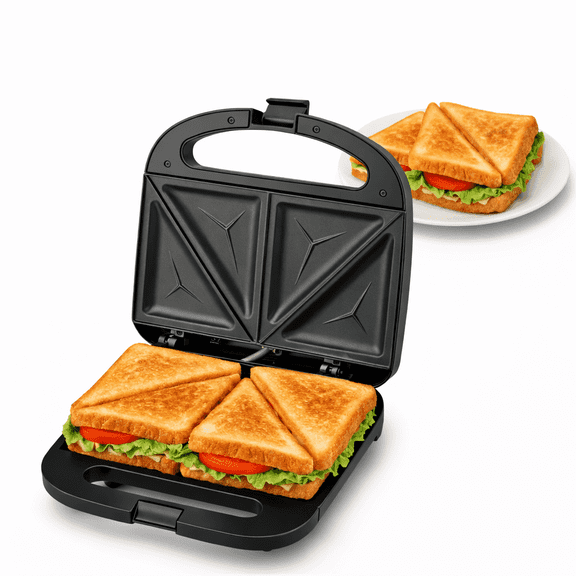 Dr.Camp Electric Sandwich Maker with Non-Stick Plates, Compact Breakfast Sandwich Toaster with Indicator Lights, Fast Heating & Easy Clean for Home, Dorm & RV