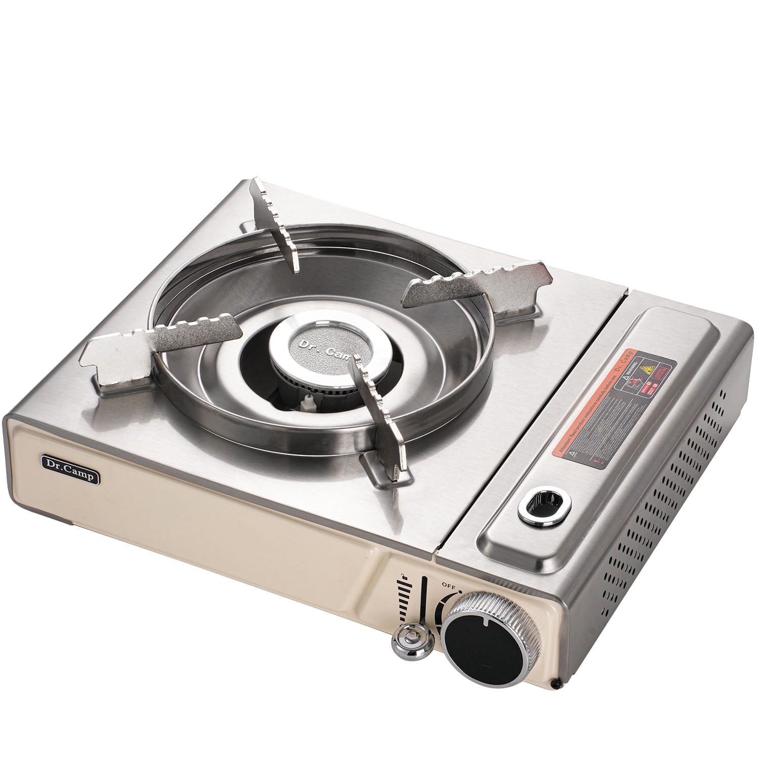 Dr.Camp Portable Butane Gas Stove, 7,500 BTU Quick-Ignition Camping Stove with Carry Case, High-Power Outdoor Burner for BBQ, Hiking, Travel & Emergency Cooking, Estufa de Gas Portátil
