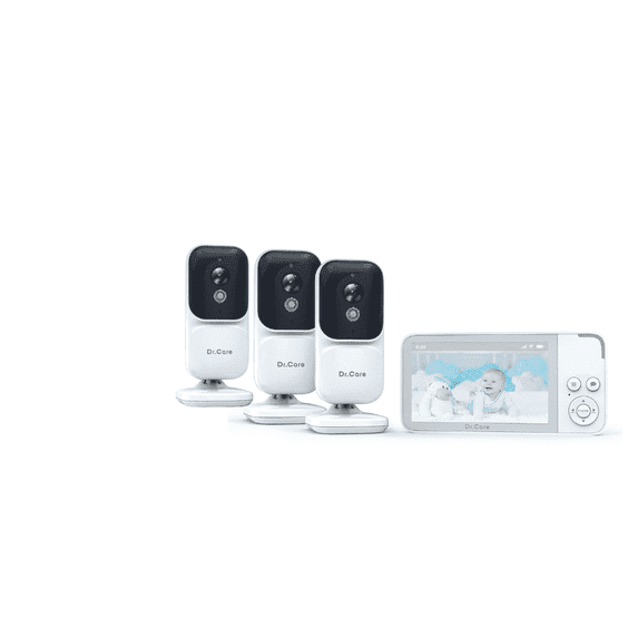 Dr. Care NeoView Video Baby Monitor with 3 Cameras -3.5" Screen, 2-Way Audio, Video Loop Recording, Night Vision