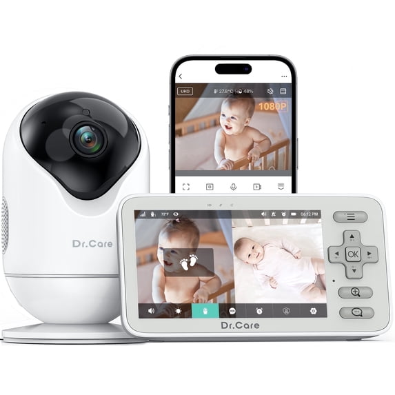 Dr.Care VistaView Lite Smart Wifi Baby Monitor – 4" 720P Split Screen, 1080P Camera, App Control, Motion Alerts