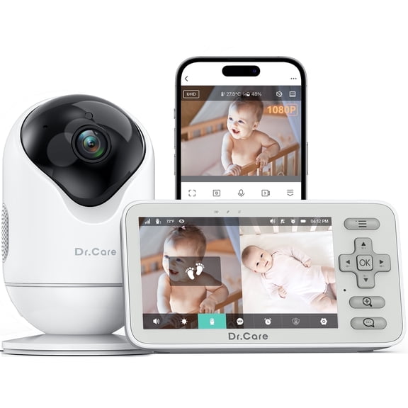 Dr.Care VistaView Lite Smart Wifi Baby Monitor – 4" 720P Split Screen, 1080P Camera, App Control, Motion Alerts