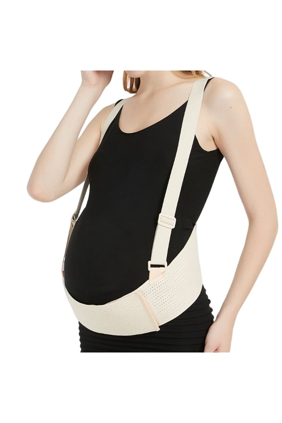 Pregnancy Belly Support Band, Adjustable Back/Waist Support, Breathable Elastic Material, Relieves Back Pain & Discomfort, Beige