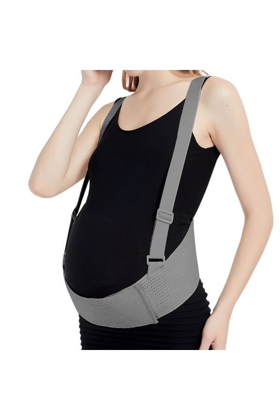 Pregnancy Belly Support Band, Adjustable Back/Waist Support, Breathable Elastic Material, Relieves Back Pain & Discomfort, Gray
