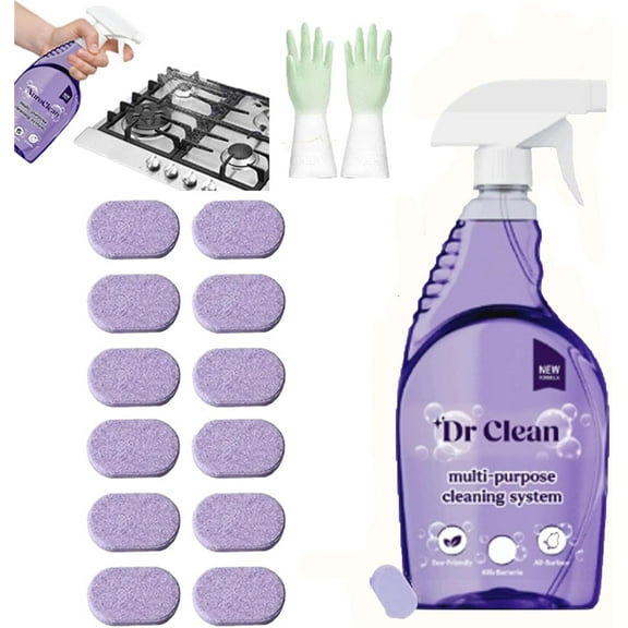 Dr Clean Spray Cleaner For Ovens, Dr. Clean Spray Oven Cleaner, Cleaning Spray For Instant Stain Removal, All-Purpose Cleaner Spray (1, 1Bottle+12Tablets)