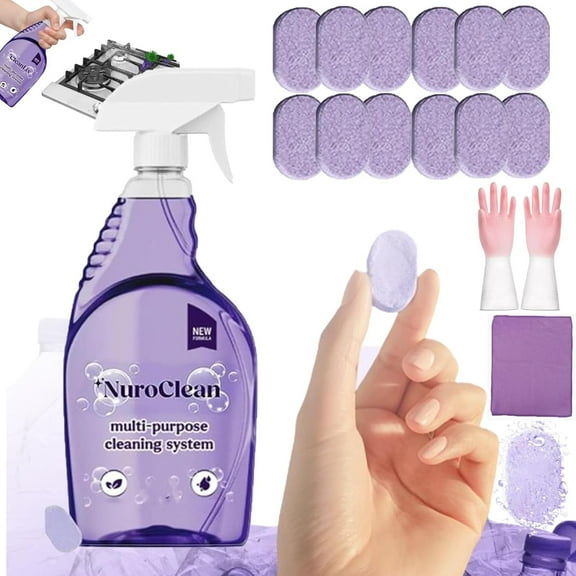 Dr Clean Spray Cleaner for Ovens, Nurocle Spray, Drclean Spray Oven Cleaner, Dr Clean, Multi-Surface Cleaner for Home, Kitchen, Bathroom & More (1PCS+12)