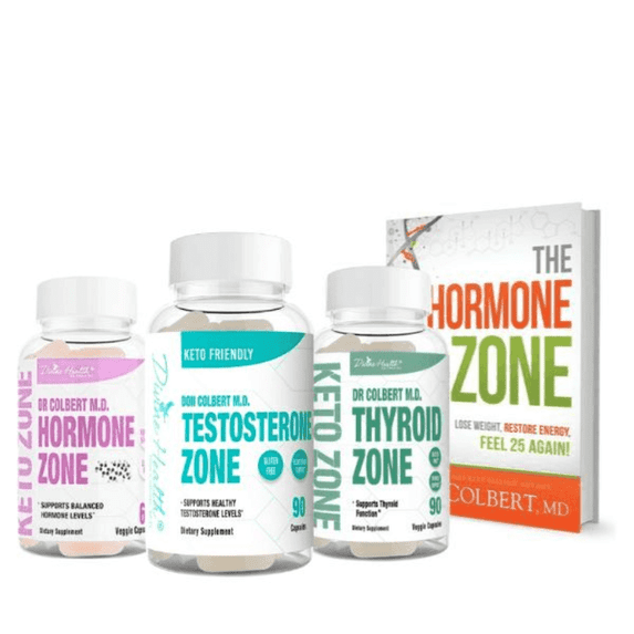 Dr. Colbert MD Hormone Zone Starter Pack – Hormone Zone for Female Balance & Wellness Support | Thyroid Zone for Metabolism Support | Testosterone Zone for Vitality | Mood, Energy & Sleep Support