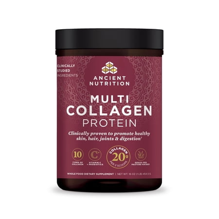 Ancient Nutrition Hydrolyzed Collagen Peptides Powder, Multi Collagen Protein with Probiotics & Vitamin C, Skin, Nail & Gut Health, 45 Servings