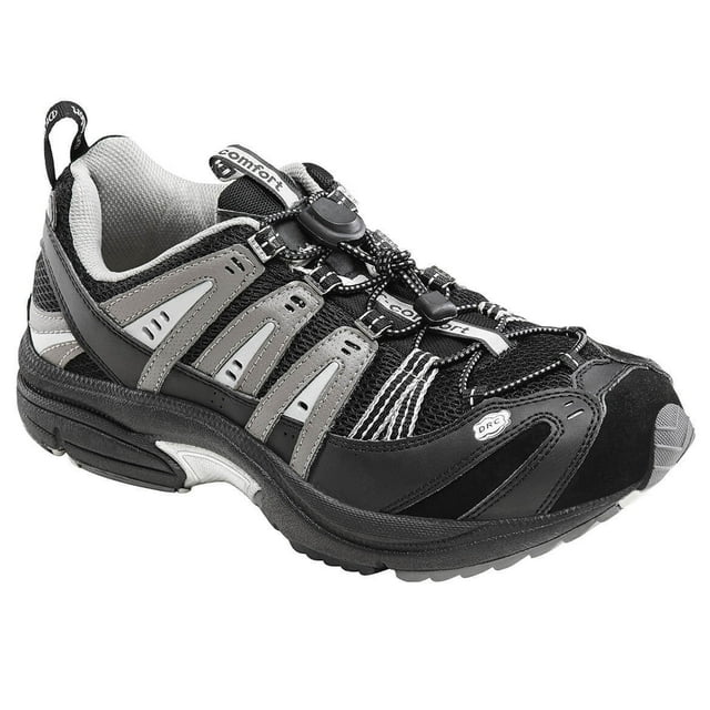 Dr. Comfort Performance Men's Athletic Shoe-6.5W-Black Gray