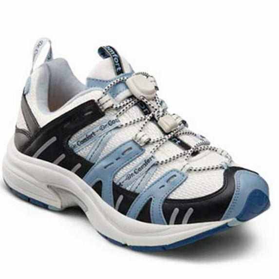 Dr. Comfort Refresh-X Women's Athletic Shoe: 4.5 Wide (W/2E) White/Blue Elastic & Standard Laces