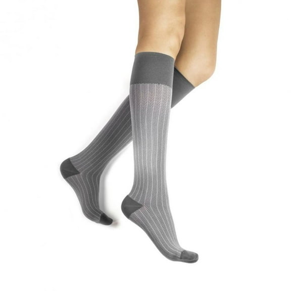 Dr. Comfort Rejuva Herringbone Knee High 15-20mmHg Charcoal Large