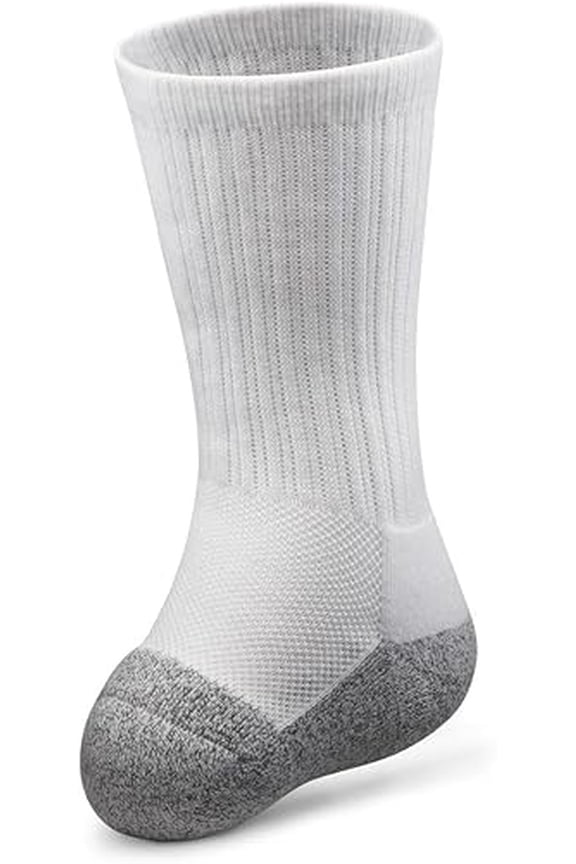 Transmet Unisex Crew Socks for Partial Foot Amputation, with Fiber Padding in Heel and Forefoot - Small, White