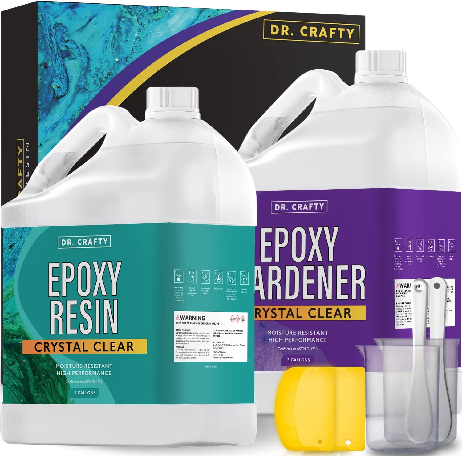 Dr Crafty - Epoxy Resin - Epoxy Resin Kit - Crystal Clear Art Resin Epoxy  Resin - Kit Casting Resin Countertop Epoxy Wood - 2 Gallon 