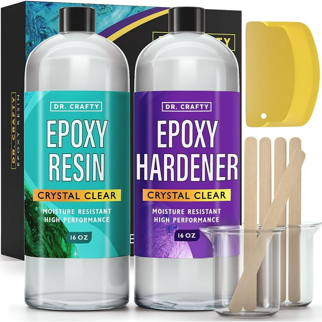 Dr Crafty Epoxy Resin Kit - Crystal Clear Art, UV Resistant, for Wood ...