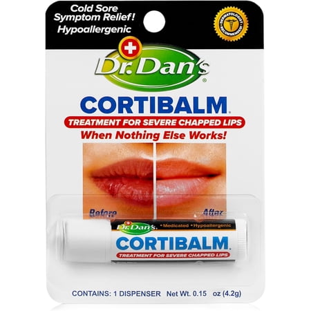 Dr. Dan's CortiBalm Medicated Lip Balm for Dry, Chapped Lips, 0.14 oz, 1 Pack