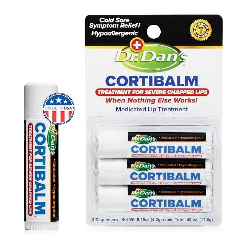 Dr. Dan's Cortibalm 3 Pack for Dry Cracked Lips Healing Lip Balm