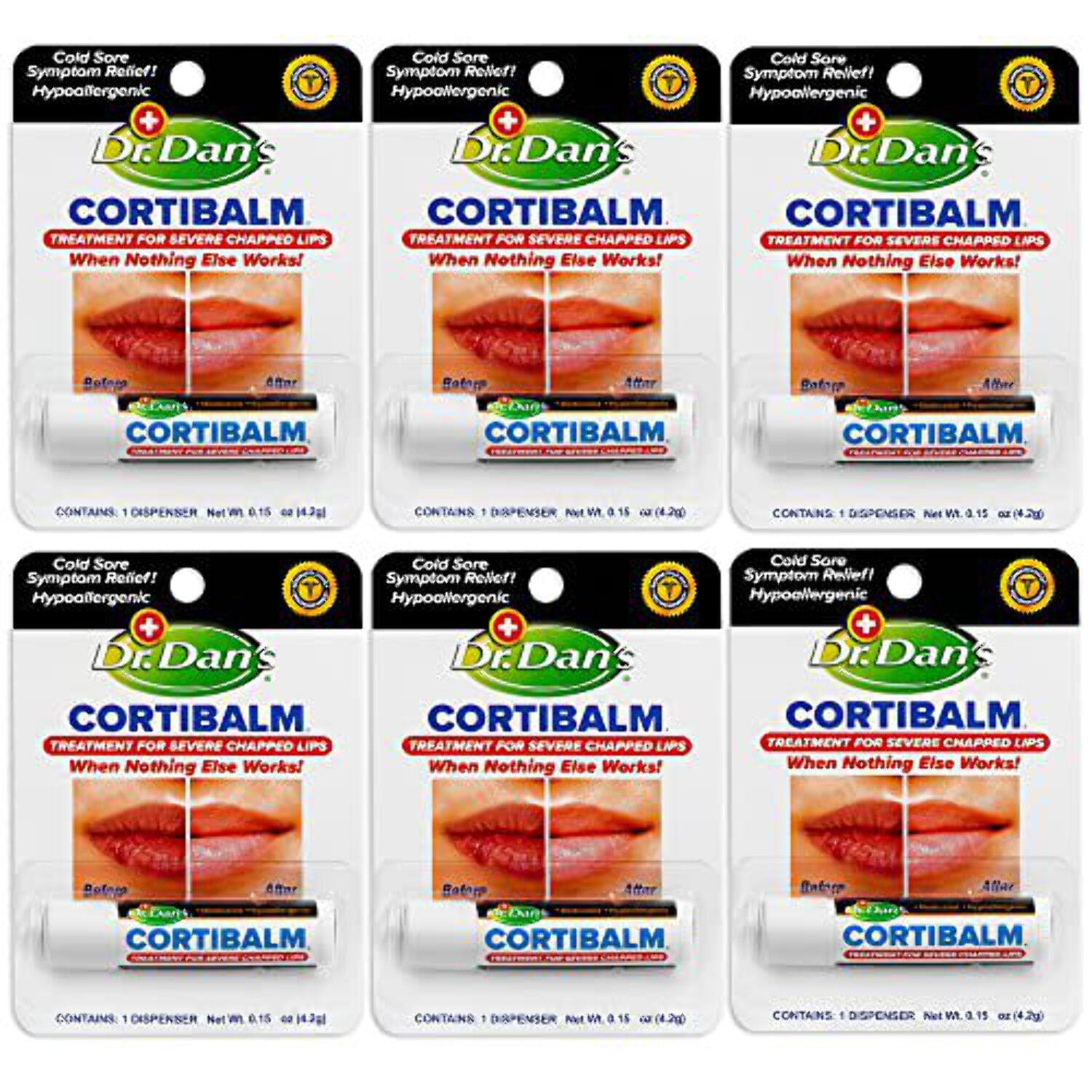 Dr. Dan's Cortibalm6 Packfor Dry Cracked Lips Healing Lip Balm for