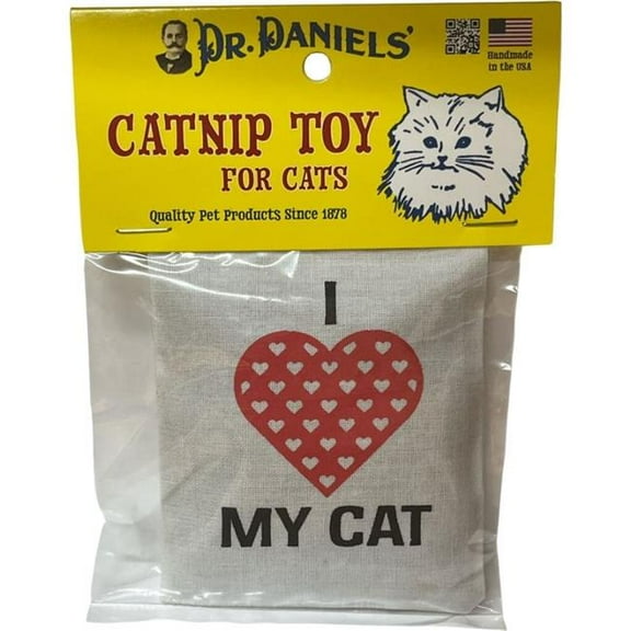 Dr. Daniels 36037 I Love My 100 Percentage Catnip Filled Cat Toy, White