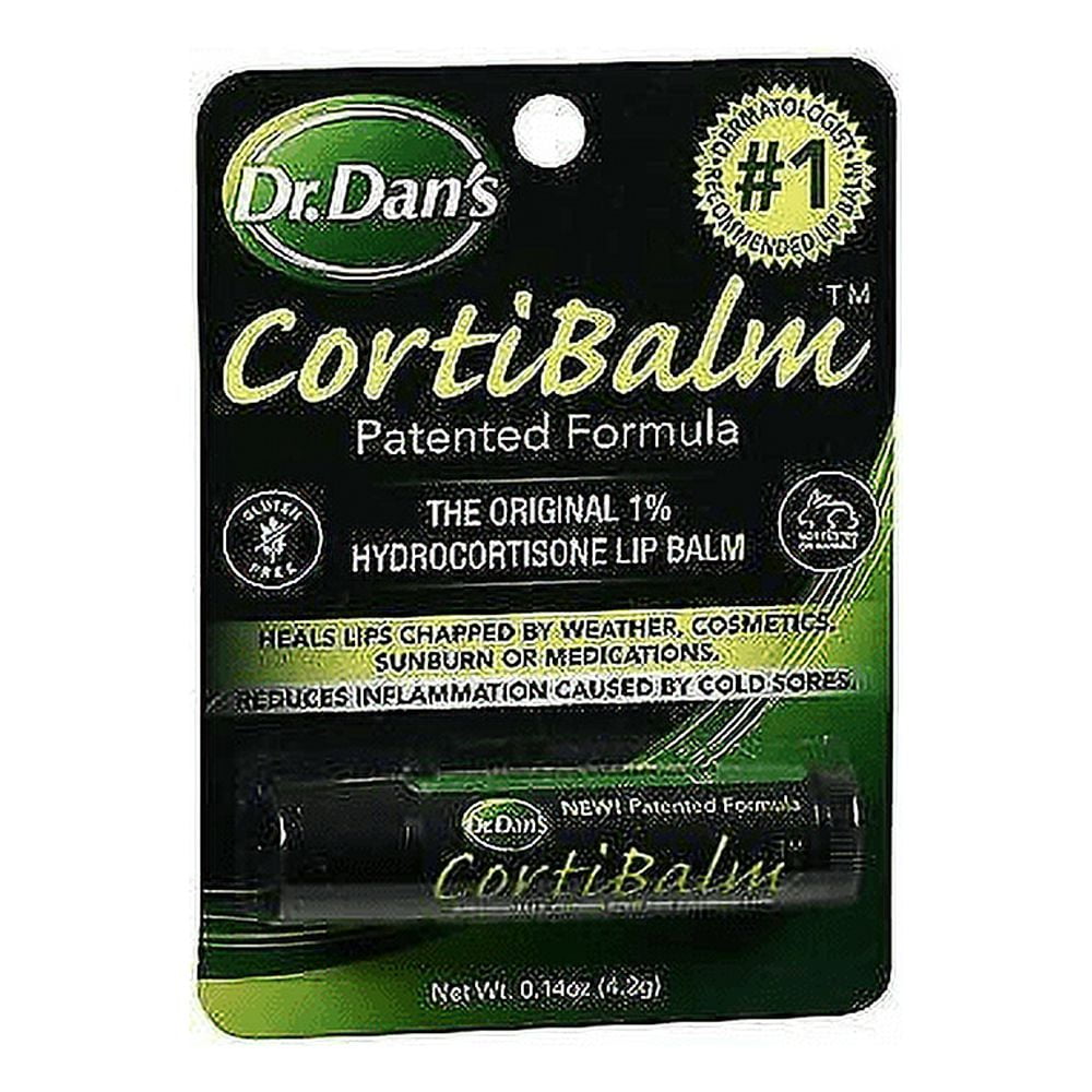Dr. Dans CortiBalm Lip Balm Hypoallergenic Cool Sore Relief, 0.14oz, 3-Pack