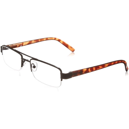 Dr. Dean Edell DDE/Elite Combo 1/2 Eye Semi Rimless Black Metal Rectangle Plastic Tort Temples +1.50