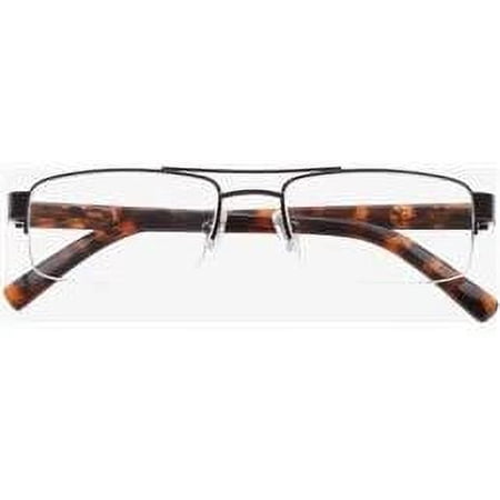 Dr. Dean by ICU Eyewear Elite Combo 1/2 Eye Semi Rimless Black Metal Rectangle w/ Tortoise Arms +1.25