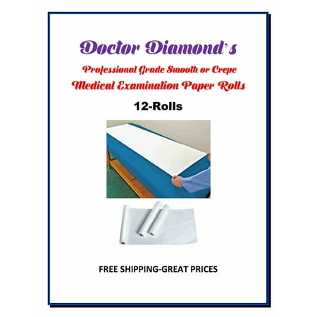 Dr.Diamonds Exam Table Paper 12 Rolls 225ft Smooth/125ft Crepe Rolls Low Price