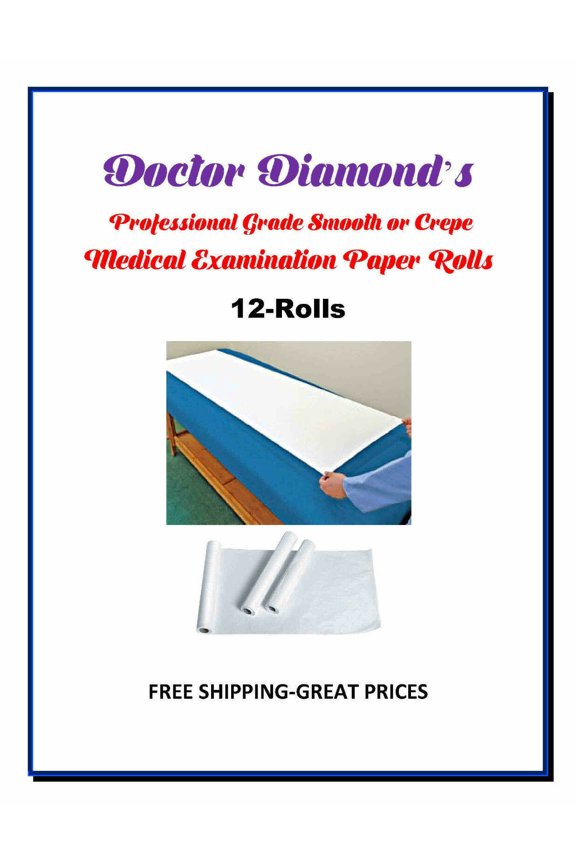 Exam Table Paper 12 Rolls 225ft Smooth/125ft Crepe Rolls Low Price