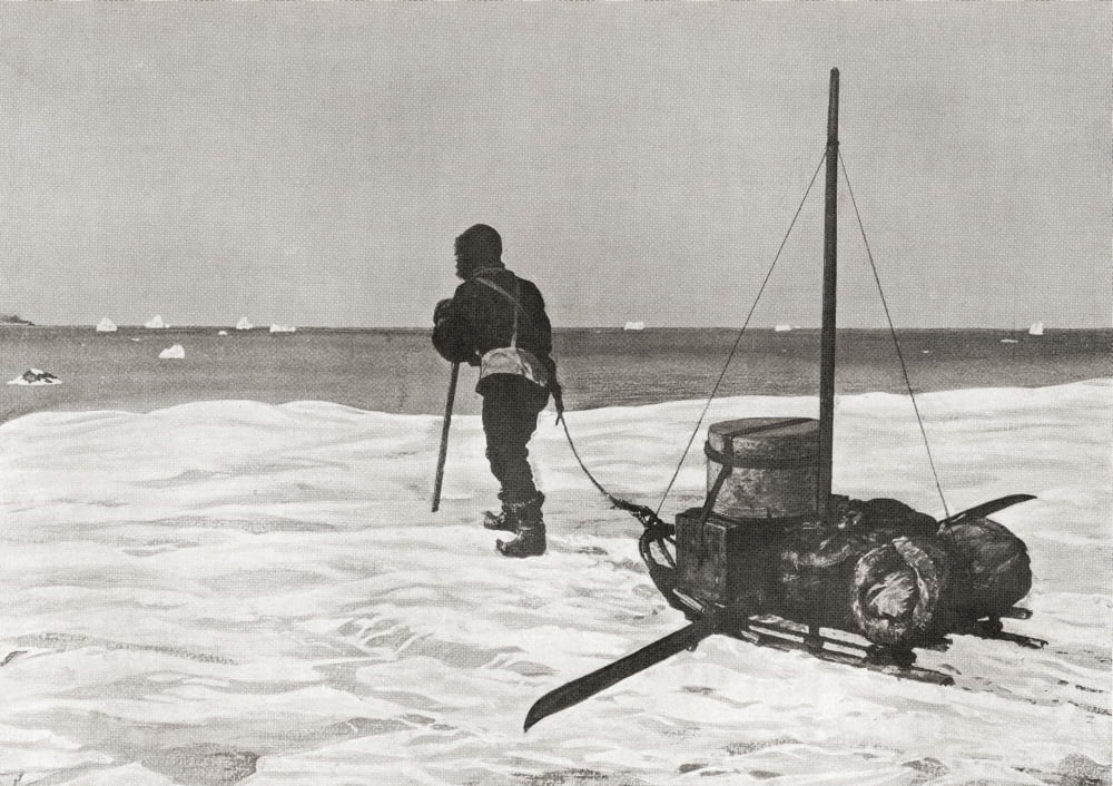 Dr Douglas Mawson Arriving Back Too Late For His Ship The Sy Aurora During His Australasian Antarctic Expedition 1911 - 1913 Sir Douglas Mawson 1882  Canvas Art - Ken Welsh  Design Pics (36 x 26)