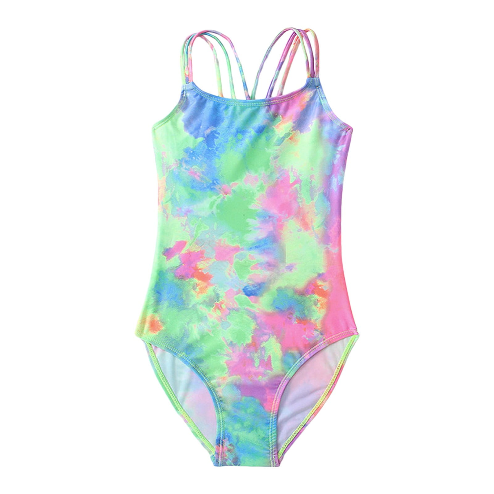 Dr.Eam Girls 1 Piece Swimsuit Cut Out Swimwear Summer Casual Tie Dye ...